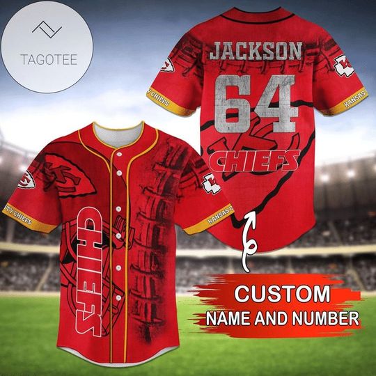 football Kansas City Chiefs Custom Name Number Red Baseball Jersey