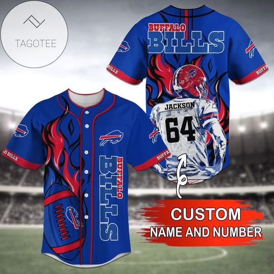 football Buffalo Billss Custom Name Number Royal Blue Baseball Jersey V2