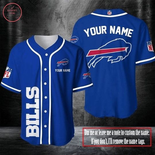 football Buffalo Bills Custom Name Blue Baseball Jersey