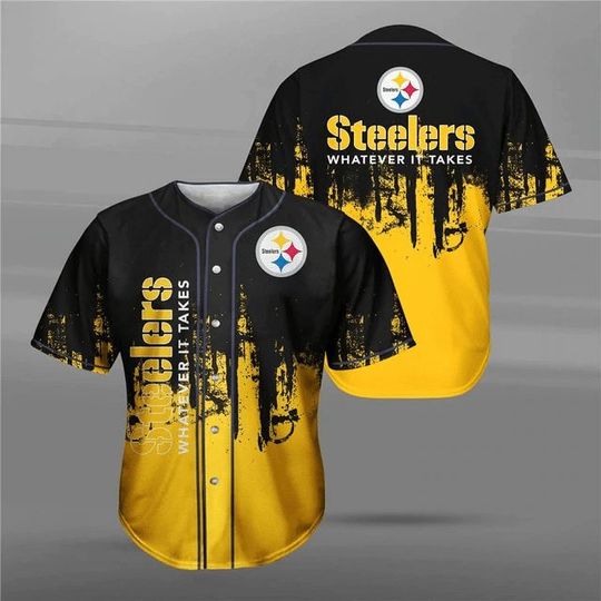 football Pittsburgh Steeler Black Golden Baseball Jersey V2