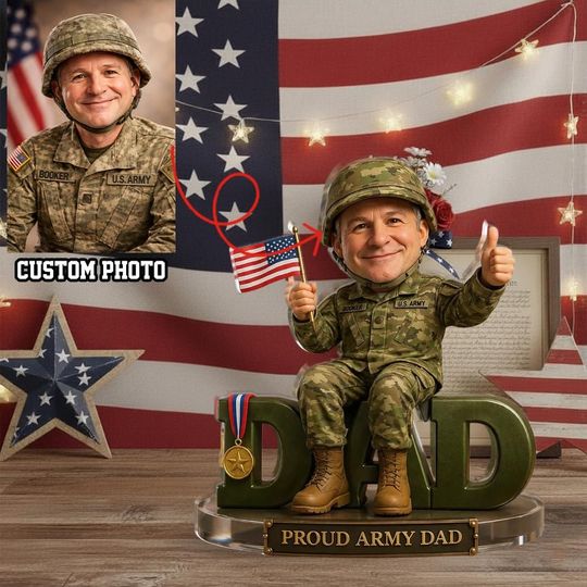 Discover Custom Army Dad Figurine Personalized Military Father Gift From Son Daughter