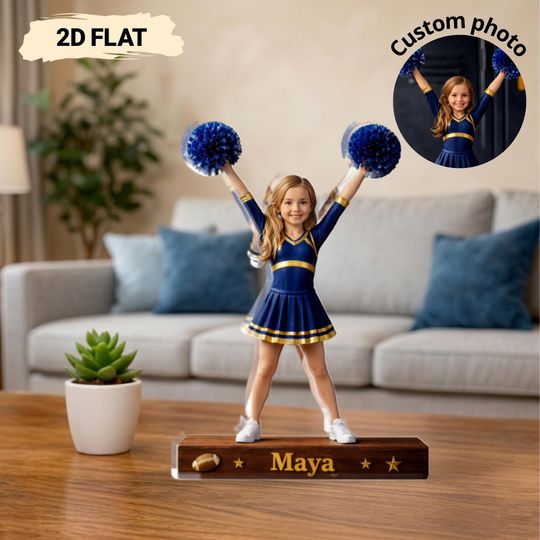 Discover Personalized Cheerleader Photo Acrylic Stand Custom Name Cheer Gift For Girl Cheerleading Decor