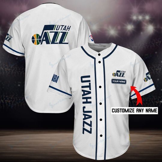 Discover NBA Utah Jazz Custom Name White Baseball Jersey