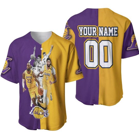 Discover Los Angeles Lakerss Custom Name Numer Western Conference Gold Purple Baseball Jersey V3