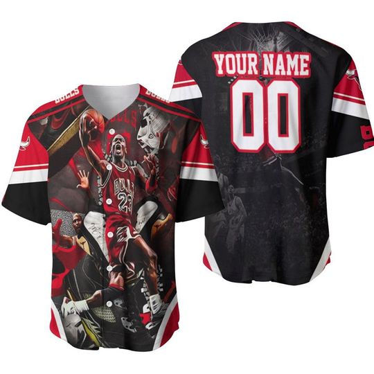 Chicago Bullss Michael Jordan Custom Name Number Baseball Jersey