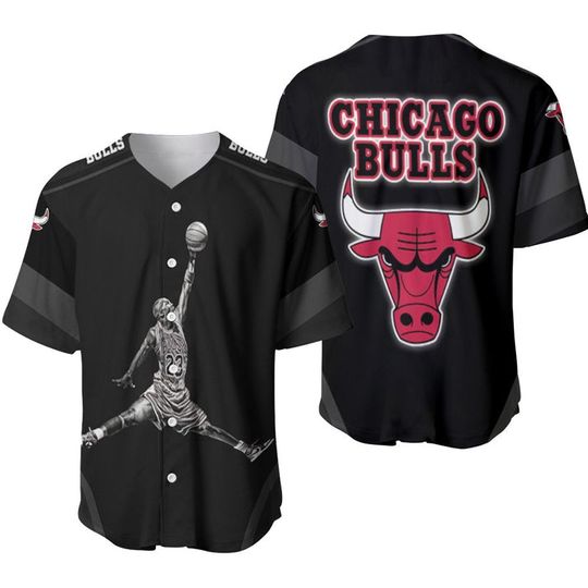 Chicago Bullss Black Michael Jordan Baseball Jersey