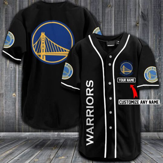 Discover Golden State Warriorss Custom Name Black Baseball Jersey