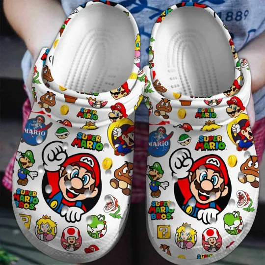 Super Mario Bros Clogs Shoes, Video Game Character Clogs Men Women Fan Gift