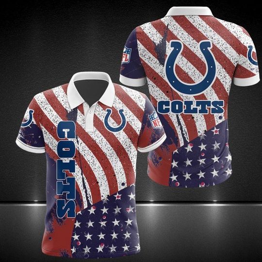 Discover Indianapolis Colts Football America Flag Polo Shirt