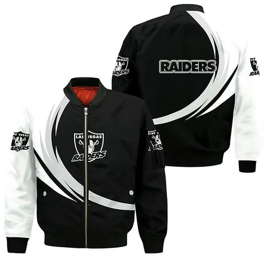 Discover football Las Vegas Raiders Black White Bomber Jacket
