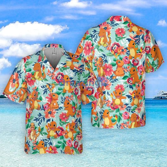 PKM Charmander Pattern Hawaiian Shirt