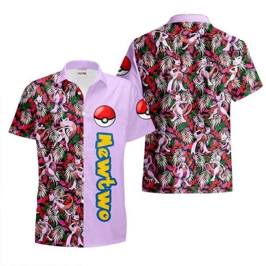 Discover PKM Mewtwo Psychic-Type Hawaiian Shirt