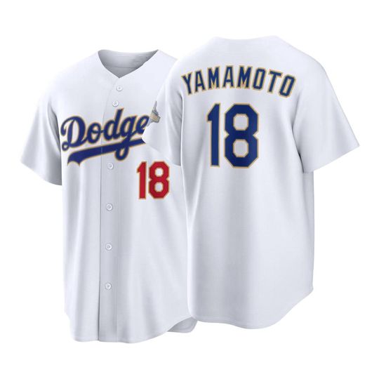 Discover Yoshinobu Yamamoto Los Angeles White Gold SeriesBaseball Jersey,Men's/Youth SIZE Custom Jersey,Boyfriend's Gift