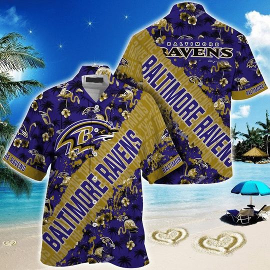 Discover Baltimore Ravens Hawaiian Shirt Purple Gold Football