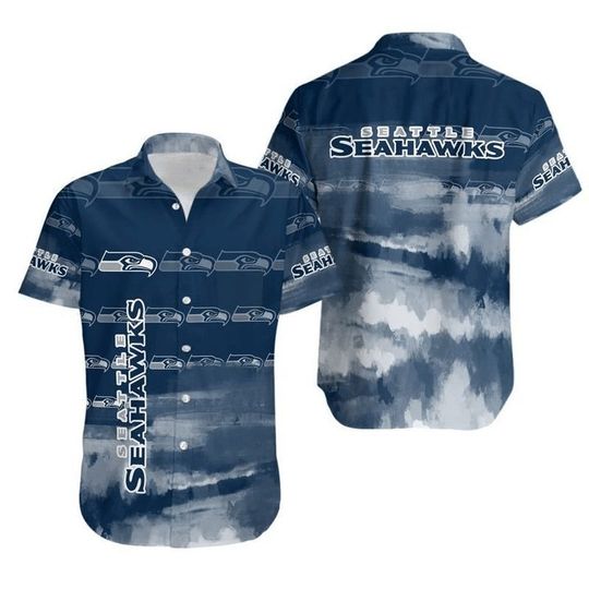 Seattle Seahawks Navy Blue Hawaiian Shirt
