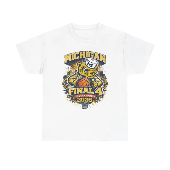 Discover Wolverines Final Four 2026 Retro Graphic T-Shirt Mens Vintage Basketball Tee