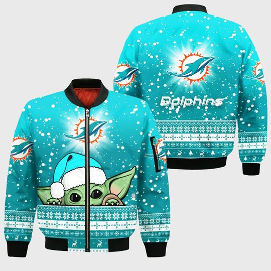 Discover football Miami Dolphins Baby Yoda Bomber Jacket