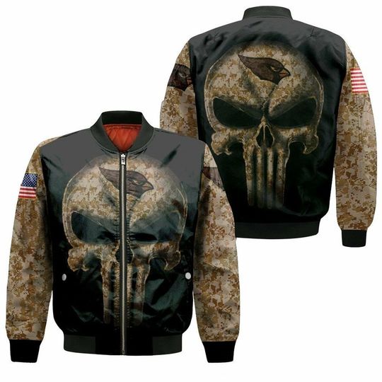 football Arizonna Cardinalss Punisher Skull Camo Bomber Jacket