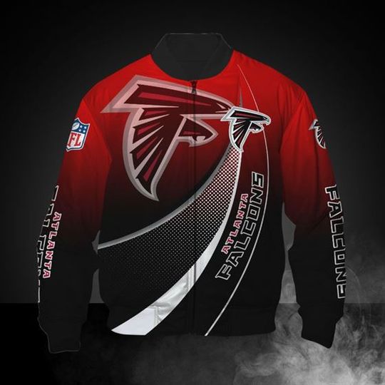 Discover football Atlanta Falcons Red Black Bomber Jacket V5