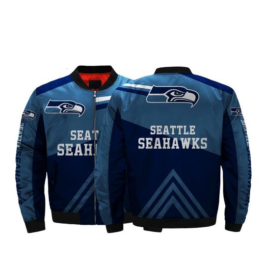 Discover football Seattle Seahawks Navy Blue Bomber Jacket