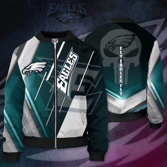 football Philadelphia Eagless Punisher Skull Bomber Jacket