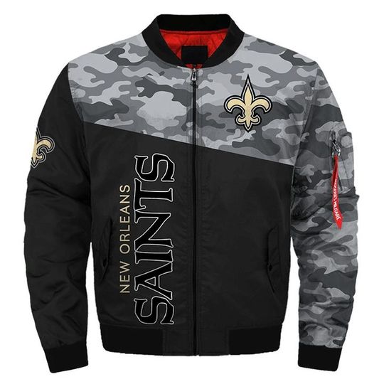 Discover football New Orleans Saintss Military Style Bomber Jacket