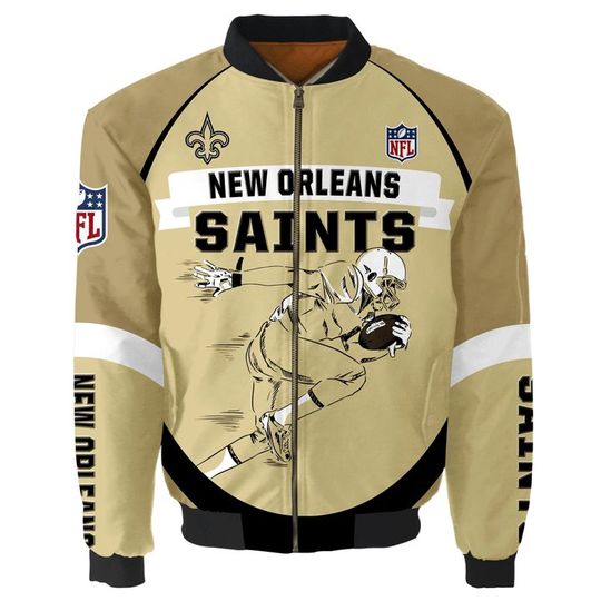 Discover football New Orleans Saintss Graphic Player Running Bomber Jacket