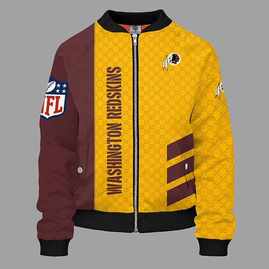 Discover football Washington Redskinss Golden Brown Stripes Bomber Jacket