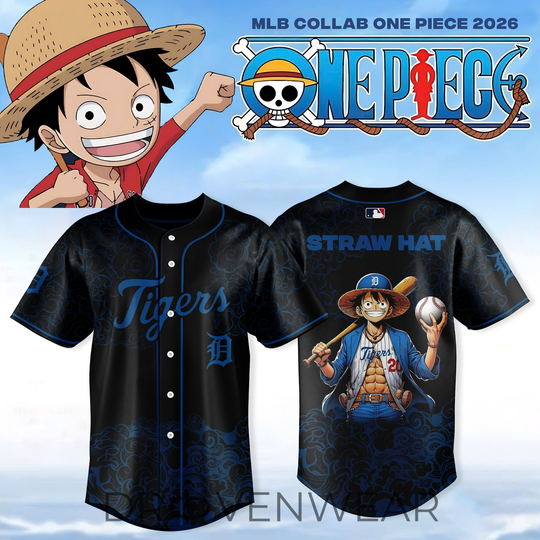 Discover Detroit Tigers x Luffy Straw Hat Jersey – Premium Anime Collab