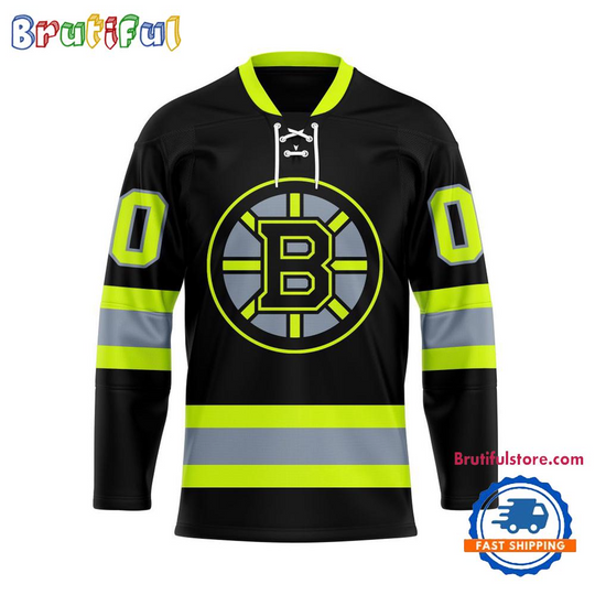 Personalized Boston Bruins Honoring Firefighters Lace Hockey Jersey