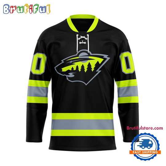 Discover Personalized Minnesota Wild Honoring Firefighters Lace Hockey Jersey
