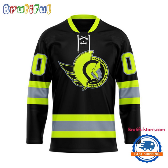 Personalized Ottawa Senators Honoring Firefighters Lace Hockey Jersey