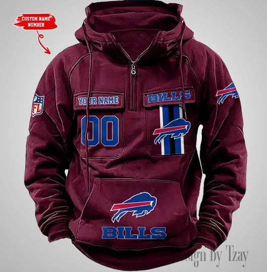 Buffalo Bills Vintage Men Cargo Hoodies