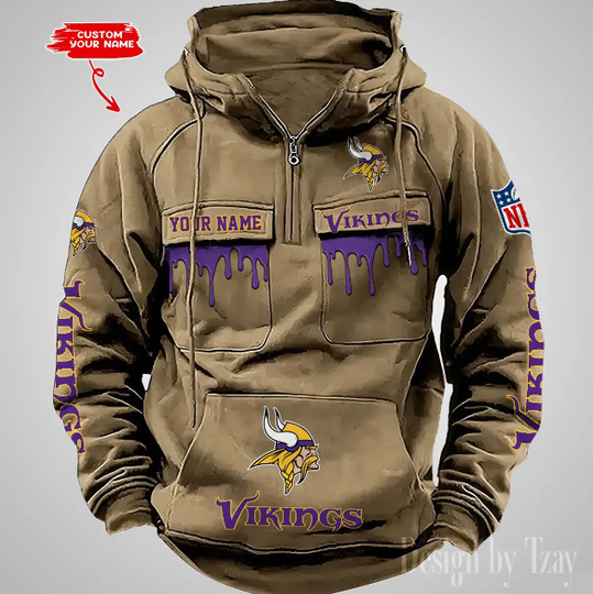 Minnesota Vikings Vintage Men Cargo Hoodies