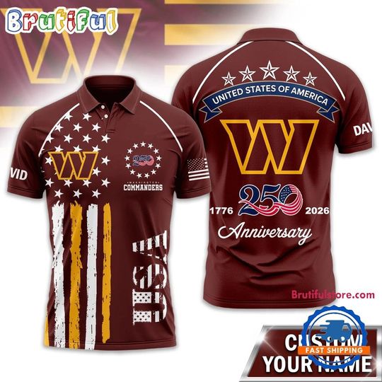 Washington Commanders 2026 football American Semiquincentennial 250th Anniversary Polo Shirt