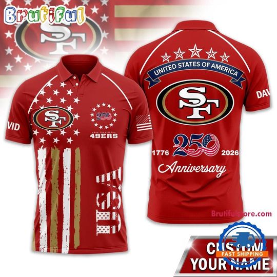 San Francisco 49ers 2026 football American Semiquincentennial 250th Anniversary Polo Shirt