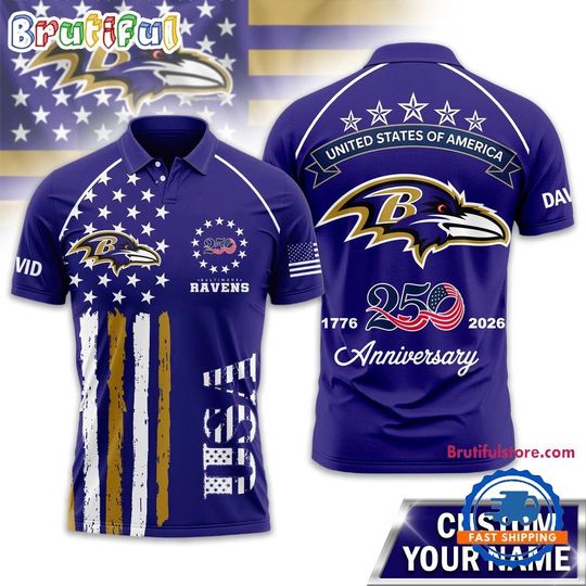 Baltimore Ravens 2026 football American Semiquincentennial 250th Anniversary Polo Shirt