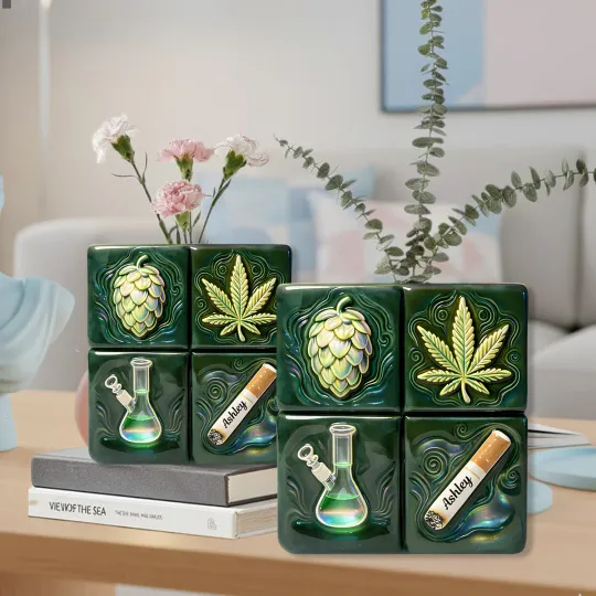 Green Magic Leaf - Personalized Weed Custom Shape Acrylic Flower Vase