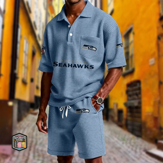 Seattle Seahawks Button Shirt And Shorts, Gameday Shirt, Father's Day Gift, Gift For Him