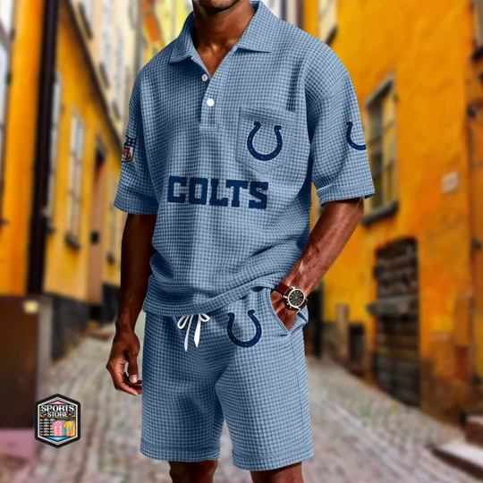 Indianapolis Colts Button Shirt And Shorts, Gameday Shirt, Father's Day Gift, Gift For Him