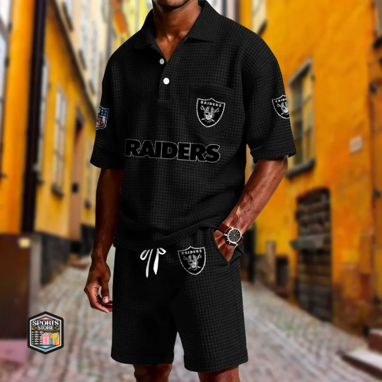 Las Vegas Raiders Button Shirt And Shorts, Gameday Shirt, Father's Day Gift, Gift For Him