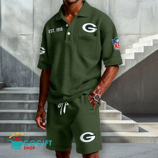 Green Bay Packers Waffle Shirt And Short, Football Lover Gift, Father's Day Gift, Gift For Him, Football Lover Gift