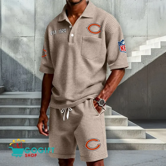 Chicago Bears Waffle Shirt And Short, Football Lover Gift, Father's Day Gift, Gift For Him, Football Lover Gift