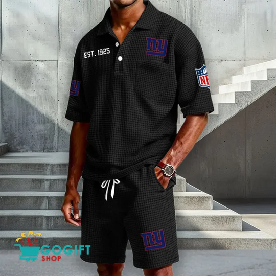 New York Giants Waffle Shirt And Short, Football Lover Gift, Father's Day Gift, Gift For Him, Football Lover Gift
