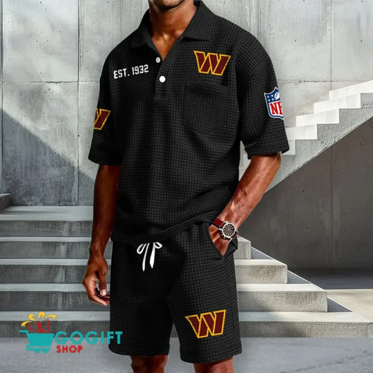 Washington Commanders Waffle Shirt And Short, Football Lover Gift, Father's Day Gift, Gift For Him, Football Lover Gift