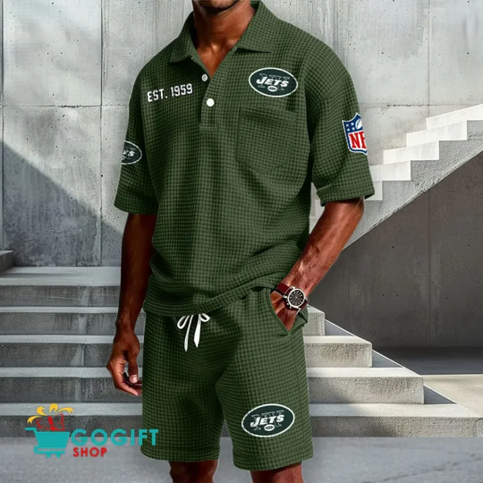 New York Jets Waffle Shirt And Short, Football Lover Gift, Father's Day Gift, Gift For Him, Football Lover Gift