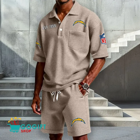 Los Angeles Chargers Waffle Shirt And Short, Football Lover Gift, Father's Day Gift, Gift For Him, Football Lover Gift