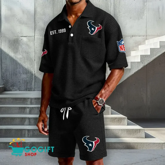 Houston Texans Waffle Shirt And Short, Football Lover Gift, Father's Day Gift, Gift For Him, Football Lover Gift