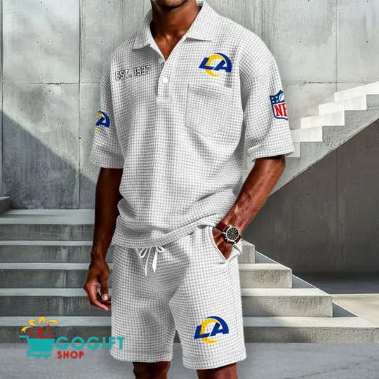 Los Angeles Rams Waffle Shirt And Short, Football Lover Gift, Father's Day Gift, Gift For Him, Football Lover Gift