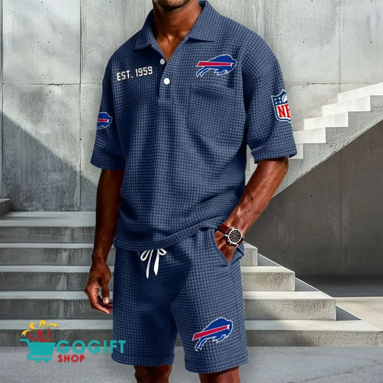 Buffalo Bills Waffle Shirt And Short, Football Lover Gift, Father's Day Gift, Gift For Him, Football Lover Gift